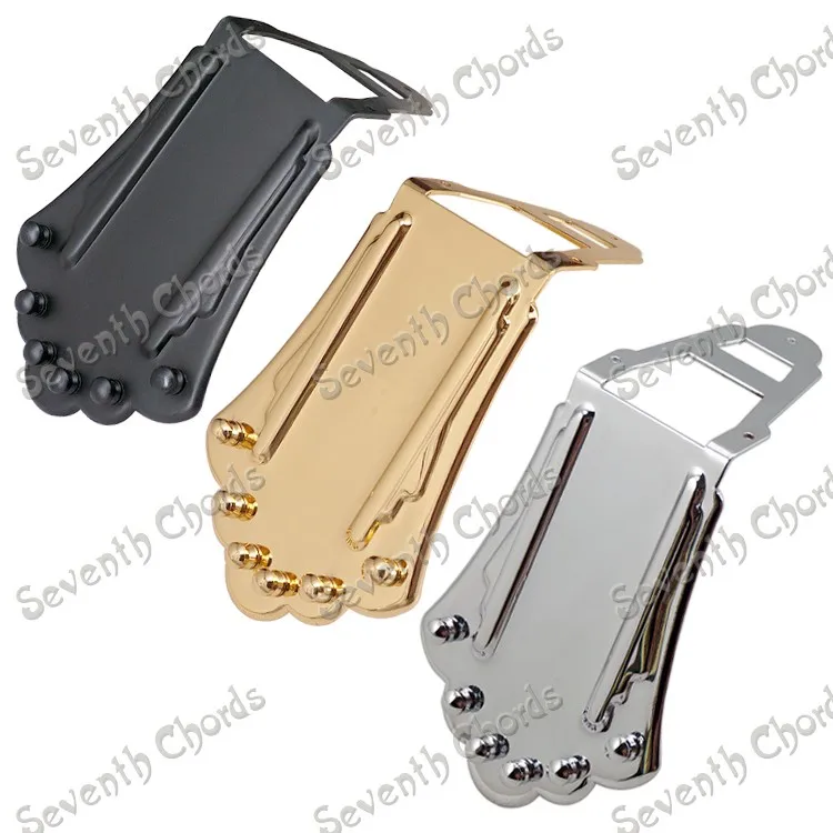 A Set Jazz Guitar Bridge for Hollow Semi Hollow Electric Guitar - Chrome Black Gold for choose BG-1006