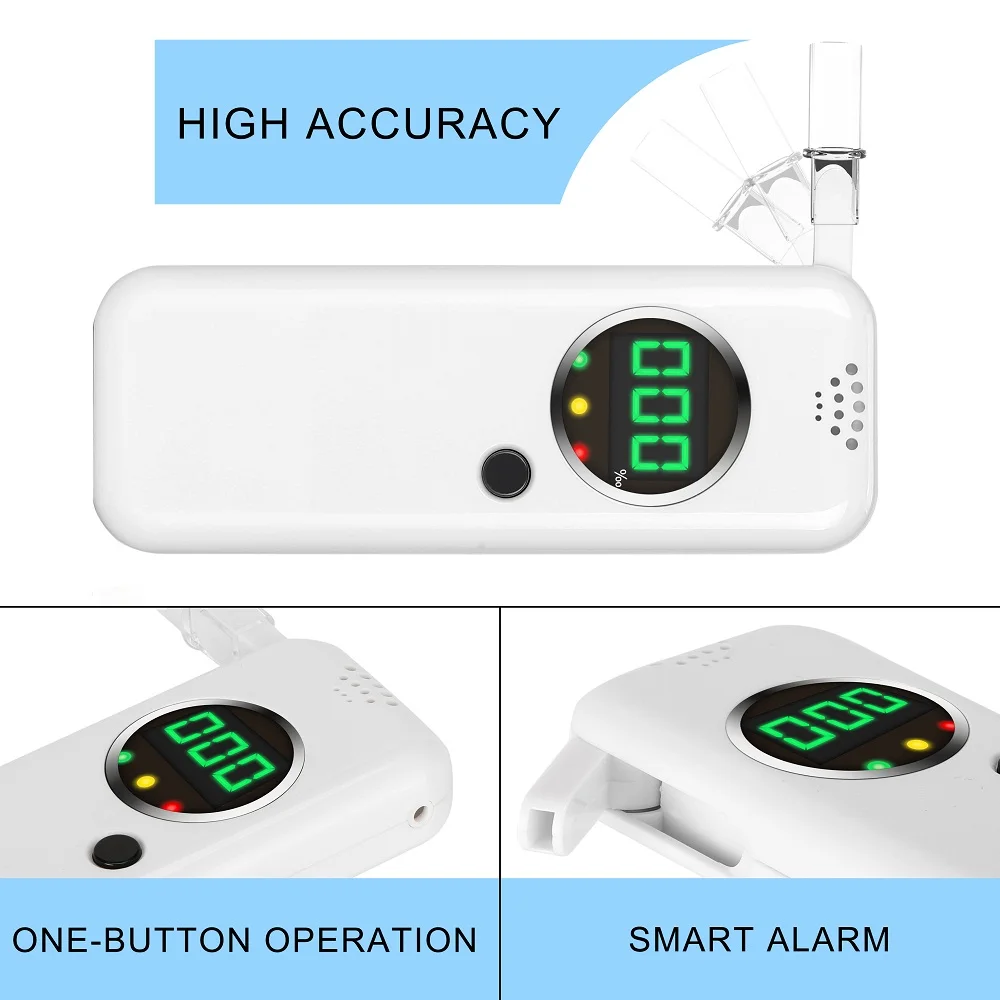 EEK-Brand Breathalyzer,Portable Breath Alcohol Tester LED Screen with 6pc Mouthpieces