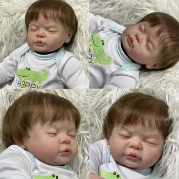 22 inch beautiful lifelike Bebe reborn baby doll PP cotton doll with PP Cиликоновый handmade with rooted hair