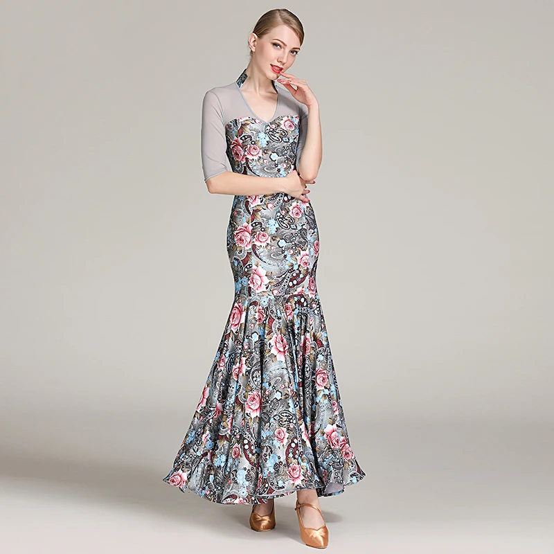 

Floral Ballroom Dance Dress Women Tango Dance Outfit Evening Dress Modern Dancewear Designer Clothes Performance Costume JL2704