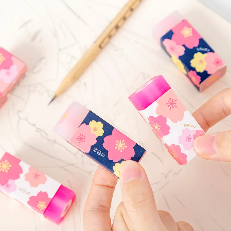 1 pc Cherry Sakura Style Cartoon Eraser Rubber Eraser Primary Student Prizes Promotional Gift Stationery