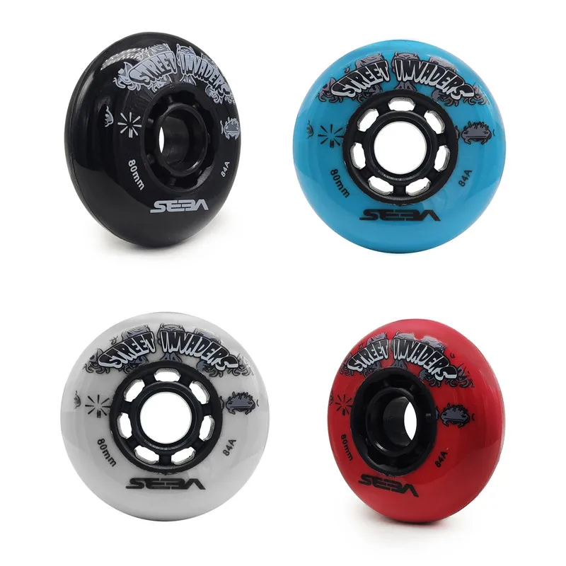 Original STREET INVADERS Pneu de rolo, rodas de patins inline para SEBA HV HL SKJ WFSC, pneu High Roller, 84A, 72mm, 76mm, 80mm, 4 PCs, ILQ11 rolamento