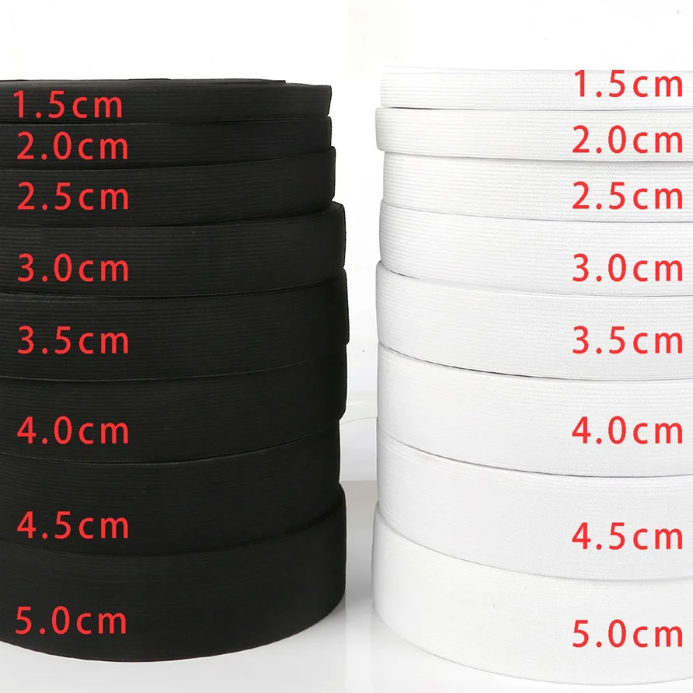 Width 15mm-60mm White Black Wide Elastic Band for Sewing Flat High Elastic Rubber Cord Tape Rope Ribbon Belt Clothes Accessories