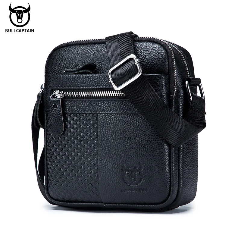 

Bullcaptain Men's Casual Retro Shoulder Bag Genuine Leather Crossbody Small Square Messenger Bag For Man