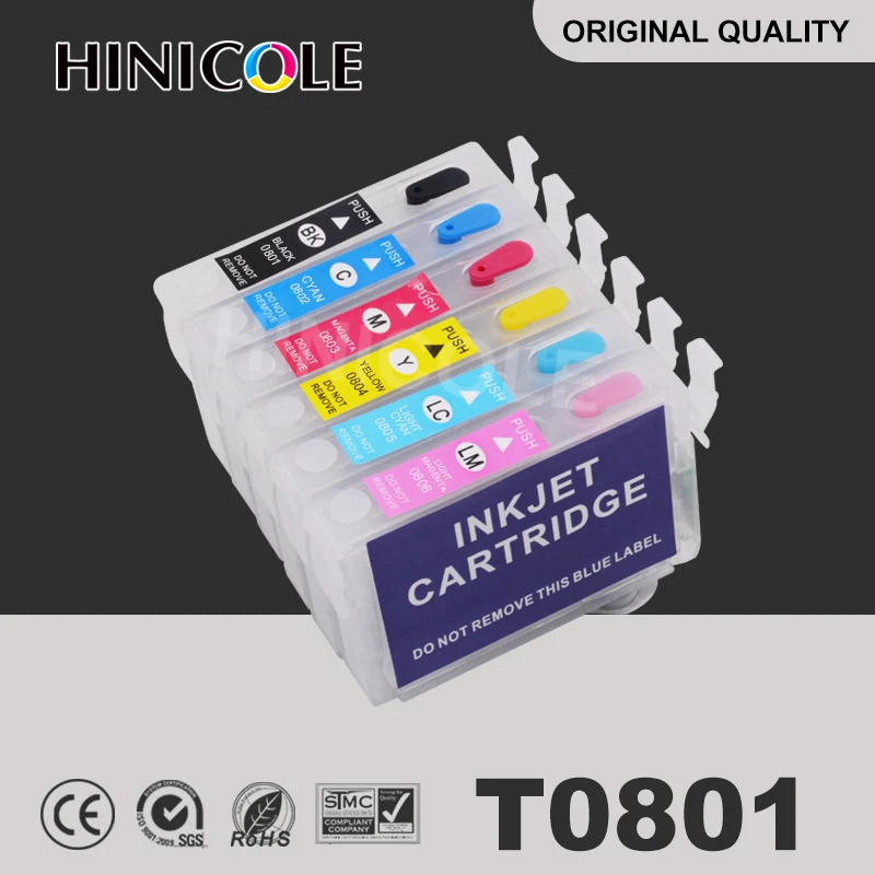 Hinicole Ink Cartridge T0801 T0802 T0803 T0804 T0805 T086 For Epson Stylus Photo P50 T59 R265 270 285 290 360 Refill Cartridges