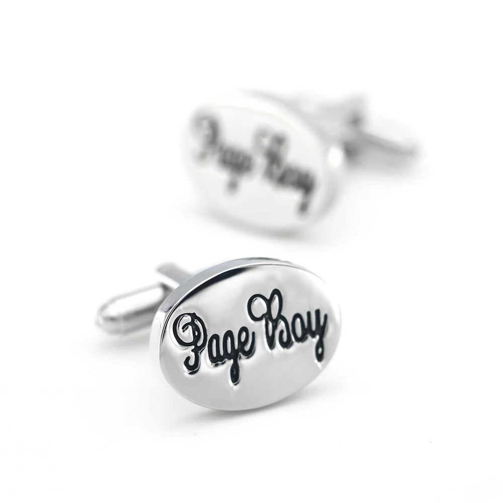 Men's Wedding Cuff Links Silver Color Ellipse Page Boy Design Quality Copper Cufflinks Free Shipping