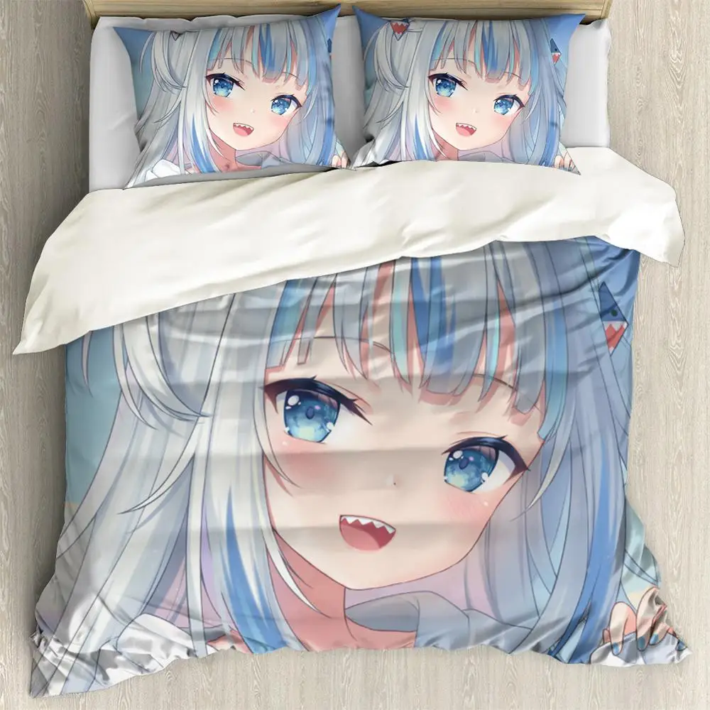 

Anime Hololive EN Gawr Gura 3D Printed Bedding Set Duvet Covers Pillowcases Comforter Bedding Set Bedclothes Bed Linen