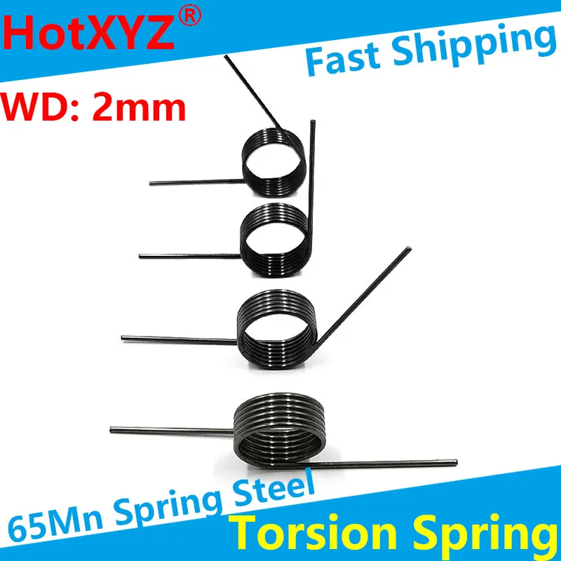 HotXYZ V-Shaped Helical Torsion Spring 65Mn Steel Wire Diameter 2mm Helicaltorsio Ring Angle 60 90 120 180 Degrees 10Pieces