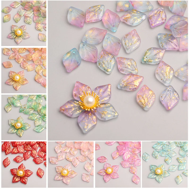 10pcs 10x14mm Flower Petal Shape Crystal Lampwork Glass Loose Top Drilled Pendants Beads lot for Jewelry Making Findings DIY