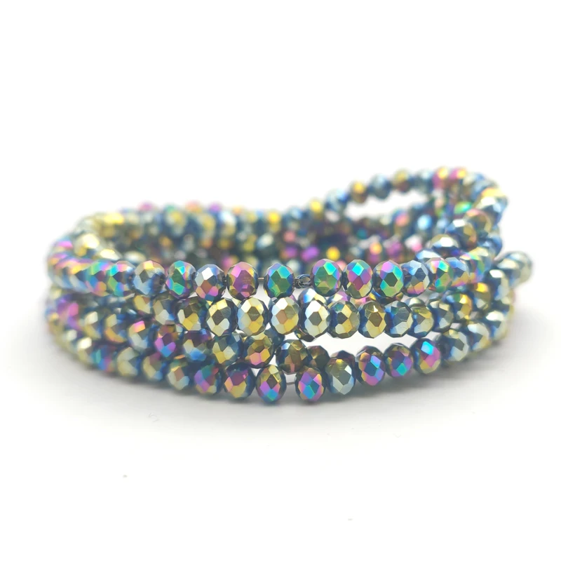 2 3 4 6 8mm Round Plated Colorful Glass Faceted Flat Crystal Beads Czech Loose Beads Accessories Bracelet for Jewelry Making