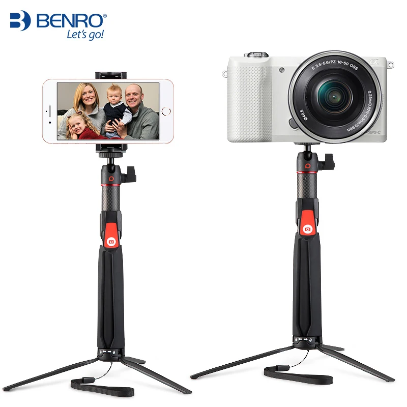 BENRO SC1 carbon fiber mini Tripod monopod portable selfie stick Bluetooth for Smartphone Actioncamera Gopro Android xiaomi Sony