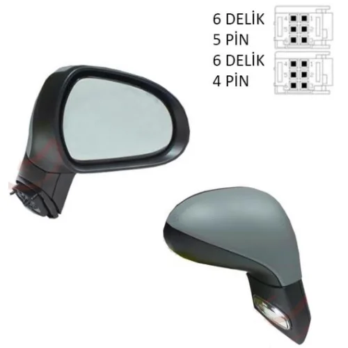 EXTERIOR REAR VIEW MIRROR ELECTRIC RIGHT 207 2004- (SİNYALLİ-in-FLOCKLINED 8149.ZH- 8153.AV