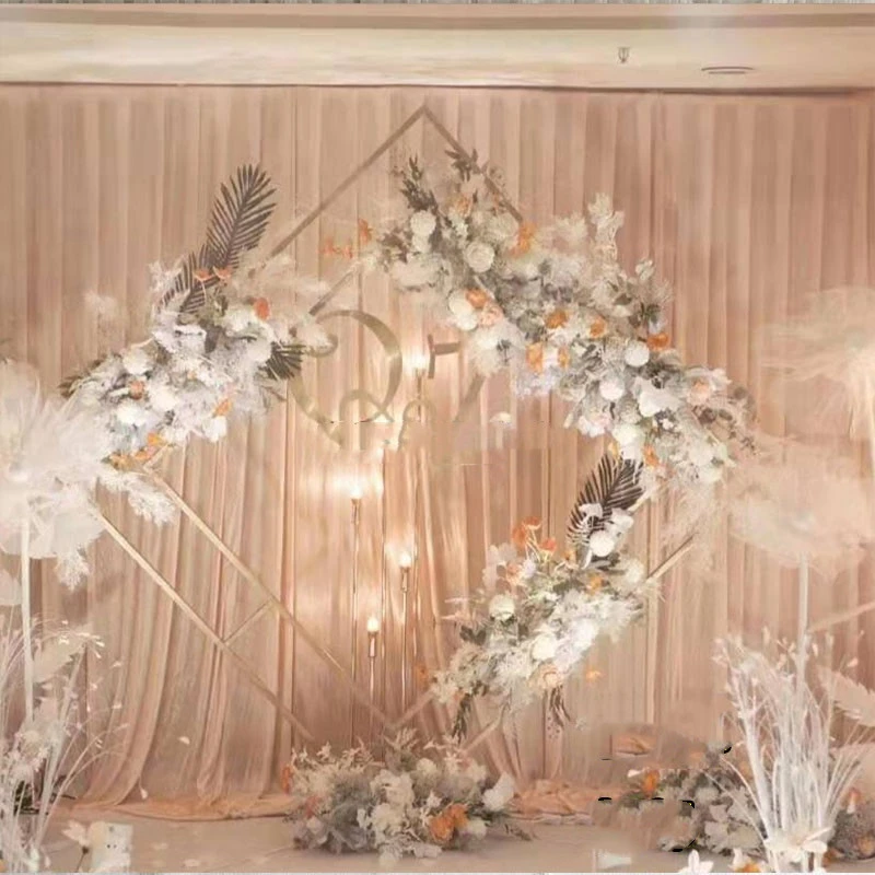 Wedding Arch Wrought Iron Square Quadrilateral Diamond Shelf Geometrical Artificial Flower Stand Party Backdrop Decor