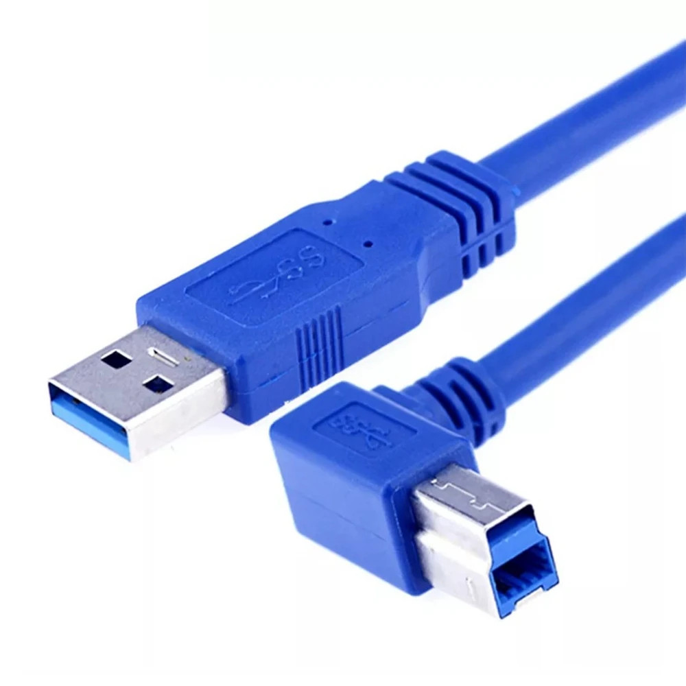 USB 3,0 Typ A Stecker auf B Stecker 90 grad ellenbogen Abgewinkelt Drucker Kabel Blau 0,6 m 1m 1,8 m 3m