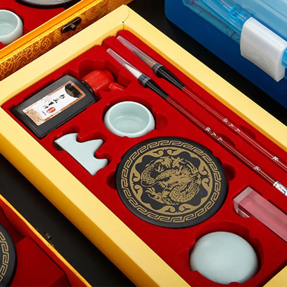 Chinese Calligraphy Writing Brushes Ink Stick Stone Stamp Set Training Tool