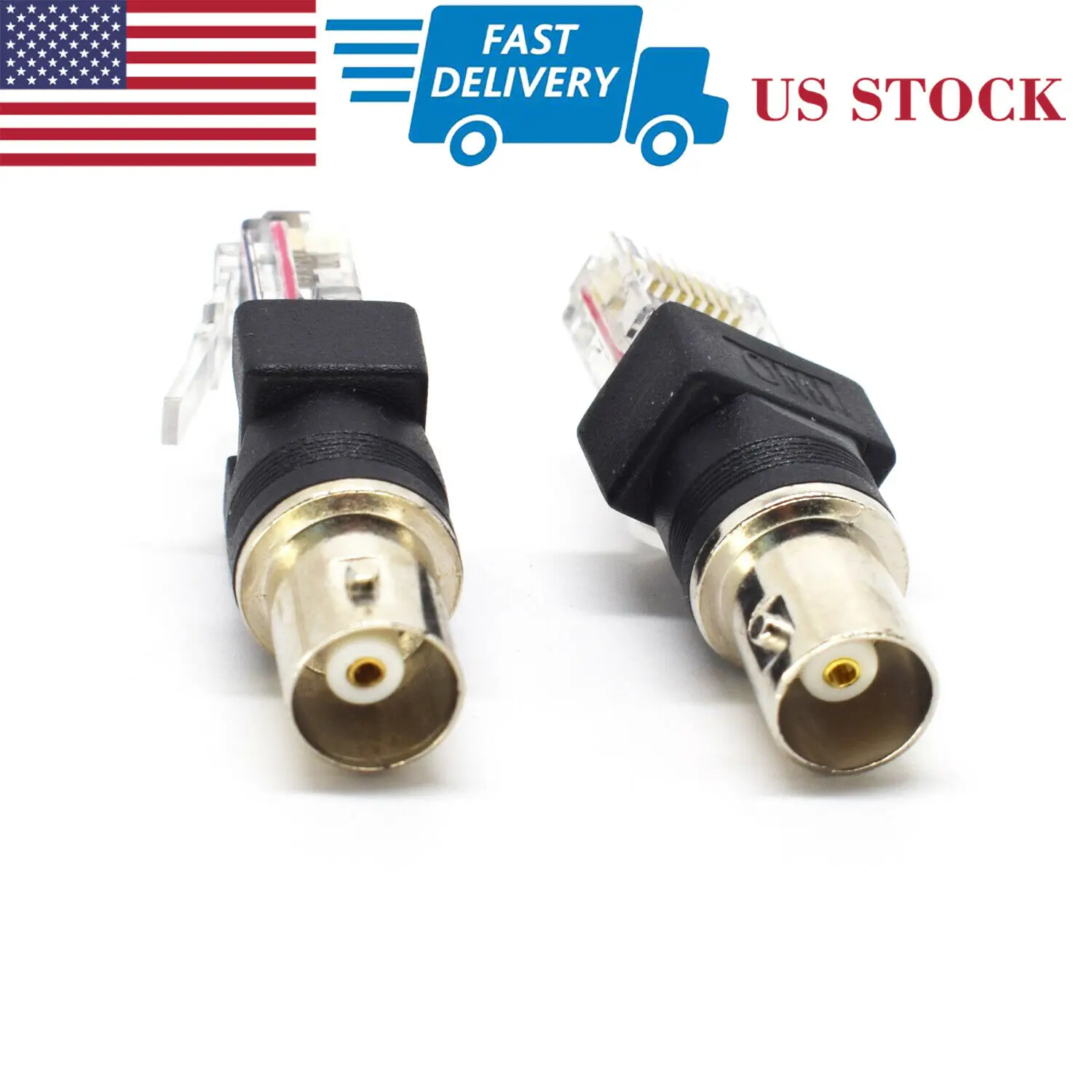 

2pcs BNC Female to RJ45 Male Plug Adapter Coaxial Barrel Coupler Connectors (US)