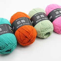 Leite algodão tricô lã fio, Bordado tingido Lanas para Crochet Craft, camisola, chapéu, bonecas, preço baixo, 4Ply, 50g por conjunto