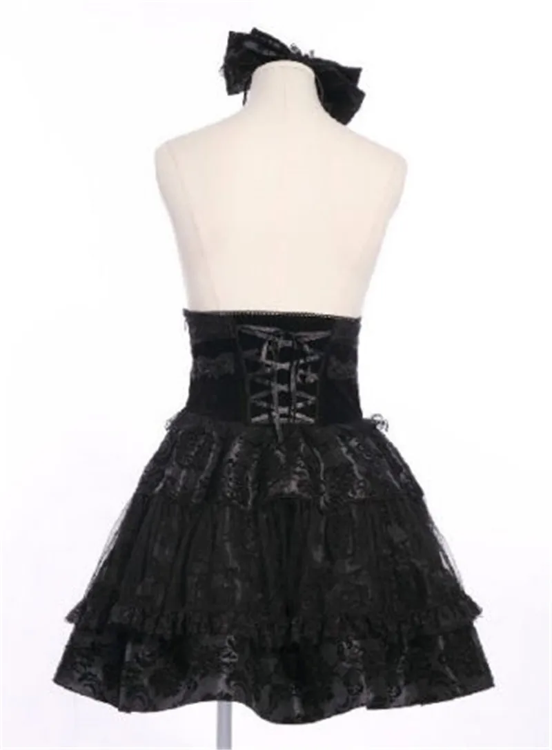 ผู้หญิงโกธิค Punk กระโปรง ROK Mini สูงเอวกระโปรง Puffy RQBL 21113 RQ-BL Rqbl