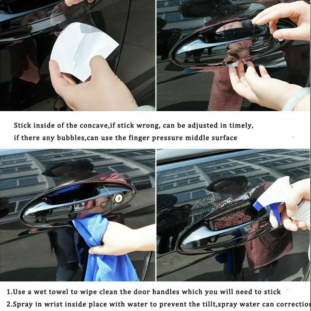 4pcs Universal Invisible Car Door Handle Scratches Automobile Shakes Protective Vinyl Protector Films Car Handle Protection