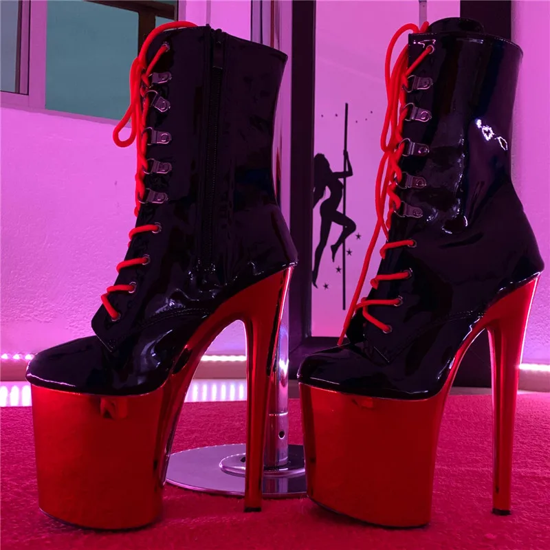 

8 inches, sexy knight ankle boots, model high heels, electroplated waterproof platform, 15-20cm pole dancing, performance boots