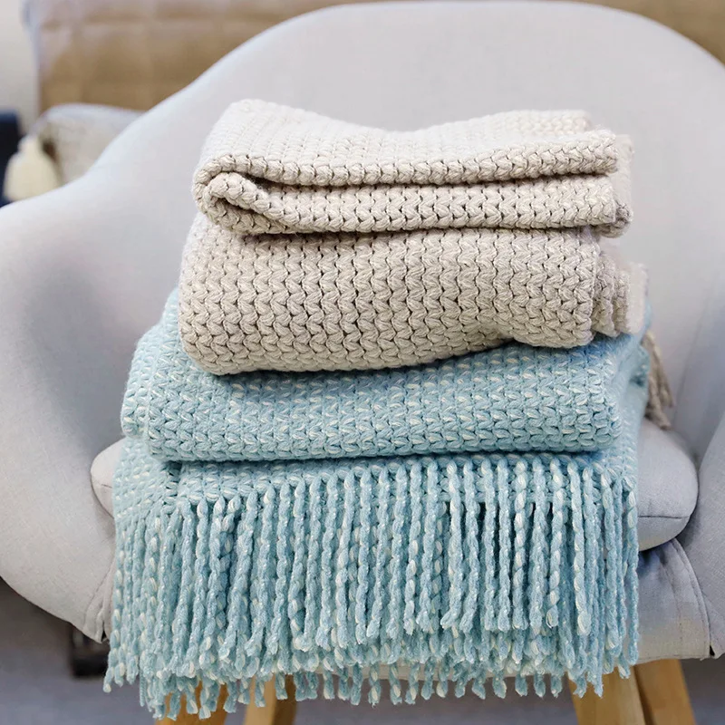 Drop Shipping Hot Sale 130*170cm Nordic Knitted Throw Thread Blanket on the Bed Sofa Travel Camping Nap Blankets Soft Towel