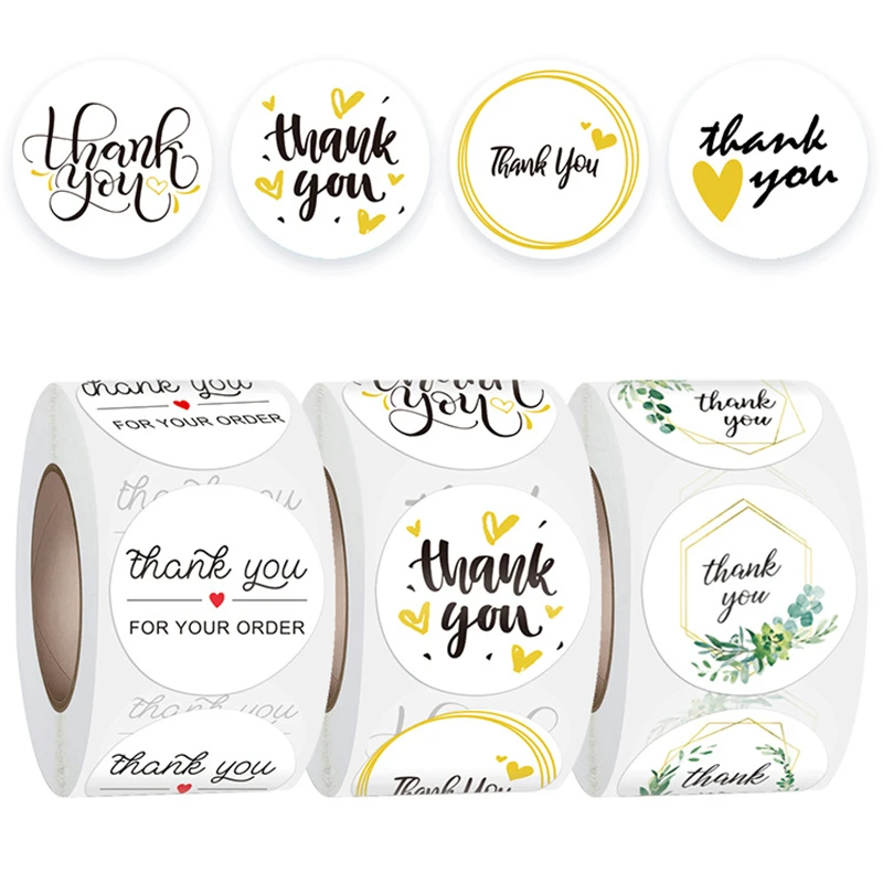 500Pcs Labels Roll Flower Thank You Stickers Scrapbooking Gifts Decoration Stationery DIY Sticker Seal Label Handmade Stickers