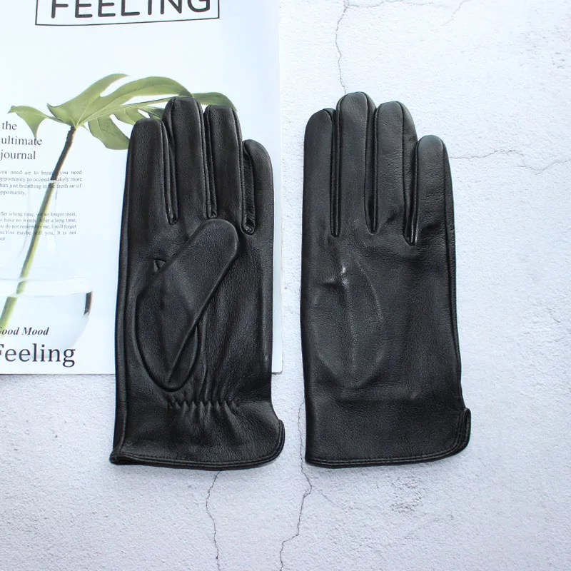 New sheepskin gloves men\'s leather unlined thin summer can touch screen outdoor sports driving riding gloves spring and autumn