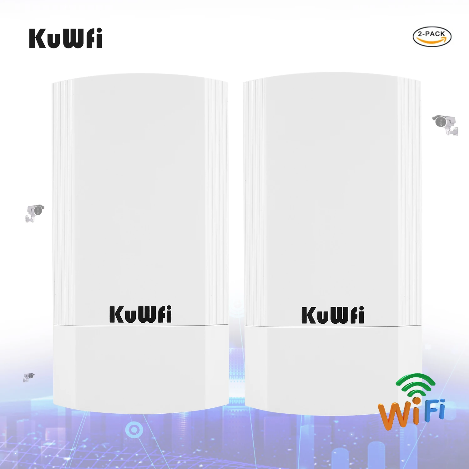 KuWFi 5G Outdoor Wireless CPE/AP Router 900Mbps 1KM Point to Point Wireless Repeater/Bridge 802.11ac Wi-Fi High Gain Antenna