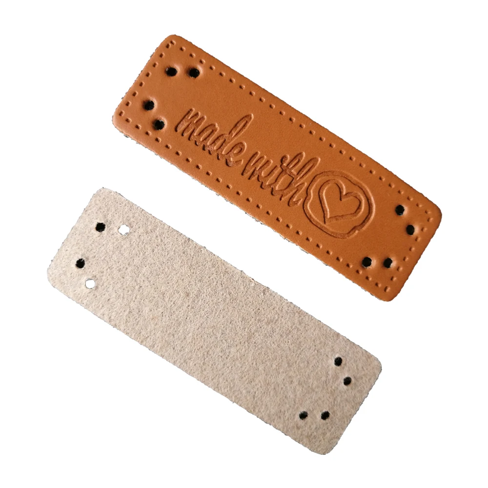 

24Pcs/Lot Leather Handmade Clothing Labels For Gift Bag Luggage Hand Made With Love Tags Leather Label Sewing Tags For Hand Work