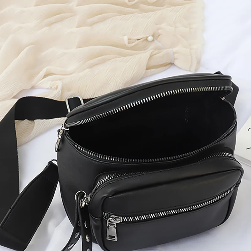 New Arrival Rivet Outdoor Shoulder Bags Female Crossbody Small PU Leather Bag Multifunction Handbag for Women Black Purse