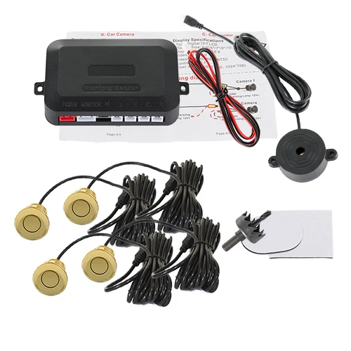 Hippcron 4 Sensoren Zoemer 22mm Parkeersensor Kit Achteruitrijradar Geluidsalarm Indicator Sondesysteem 12V Zwart Wit