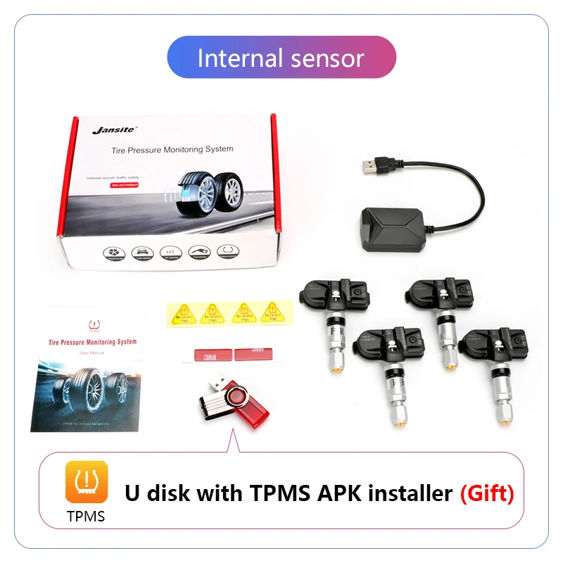 USB Android TPMS Tire Pressure Monitoring System Display Alarm System 5V Internal Sensors Android Navigation 4 Sensors Car Radio