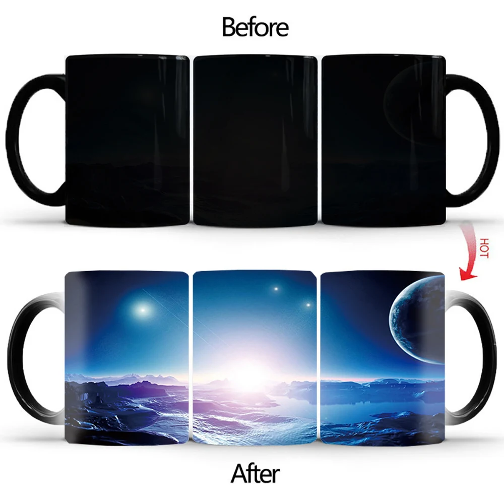 New Space Planet Heat Sensitive Mug BSKT-150 Anime Game Milk Tea Coffee Mug Changing Color Magic Mug Best Gift for Friends