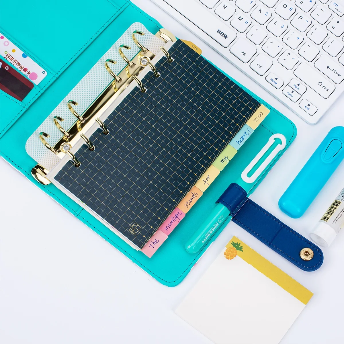 Kinbor Tangan Notebook A6 Loose-Leaf Notebook Kreatif Tangan Akun Jadwal Notebook Alat Tulis PU Kulit Tangan Akun