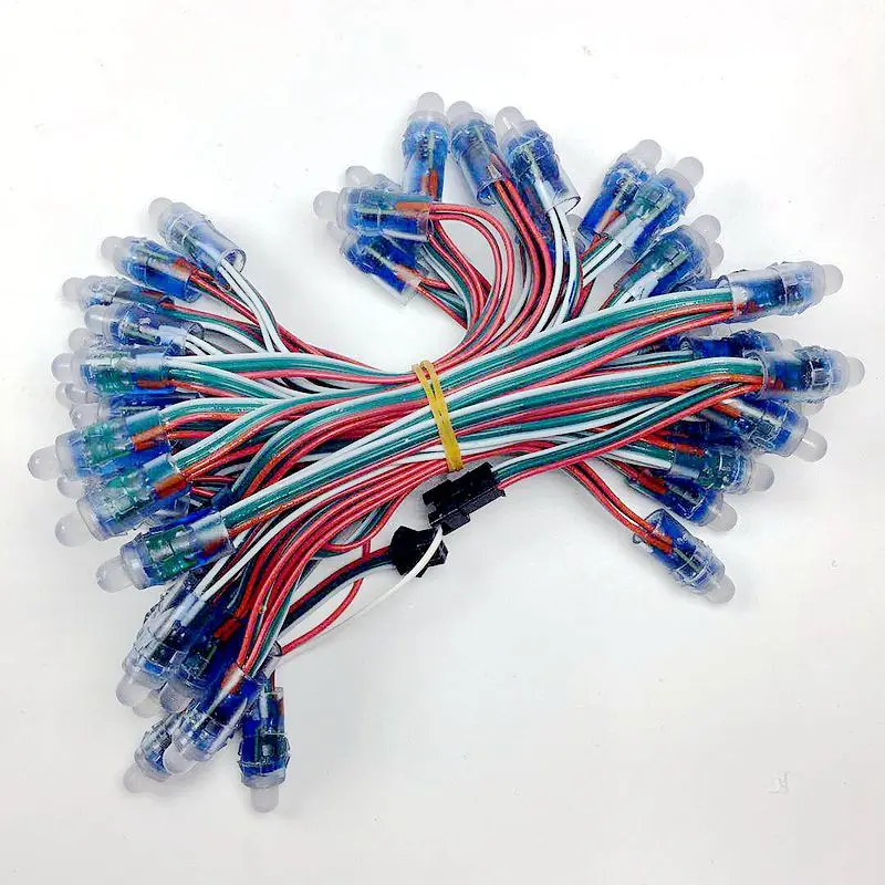 50pcs 4m/6.5meter DC5V WS2811 Full Color LED Pixel Light Module 12mm 10cm/15cm wires IP68 waterproof RGB Digital led strings