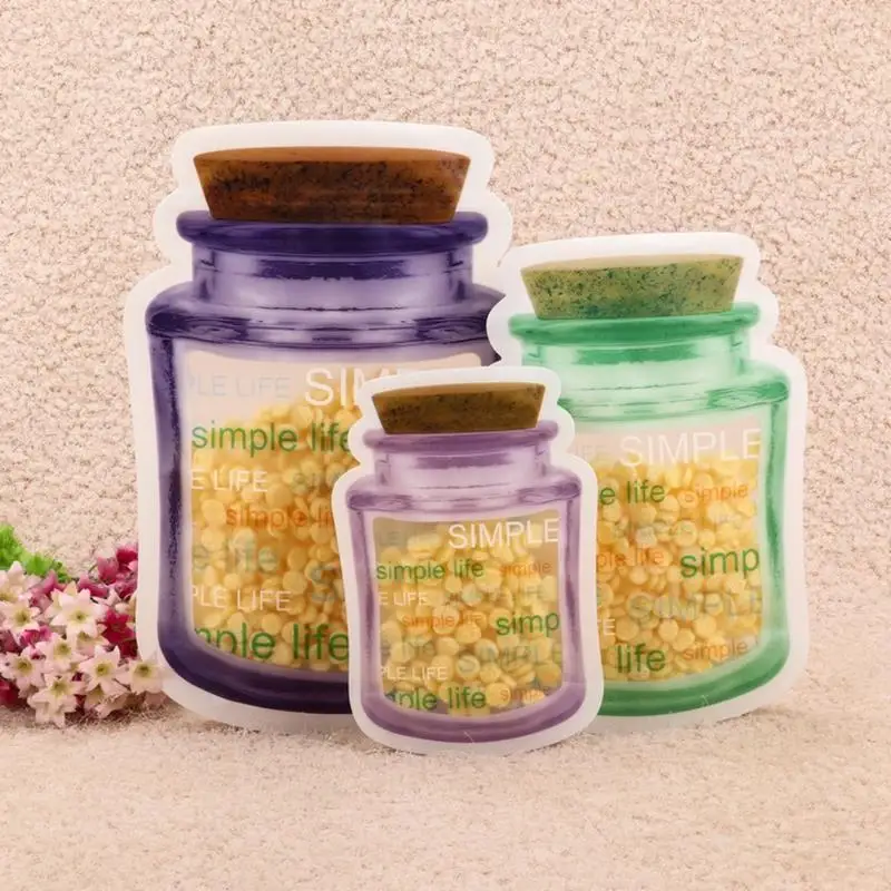 Reusable Mason Jar Bottles Bags Nuts Candy Cookies Bag Waterproof Seal Fresh Food Storage Bag Snacks Sandwich Zip Lock Bags