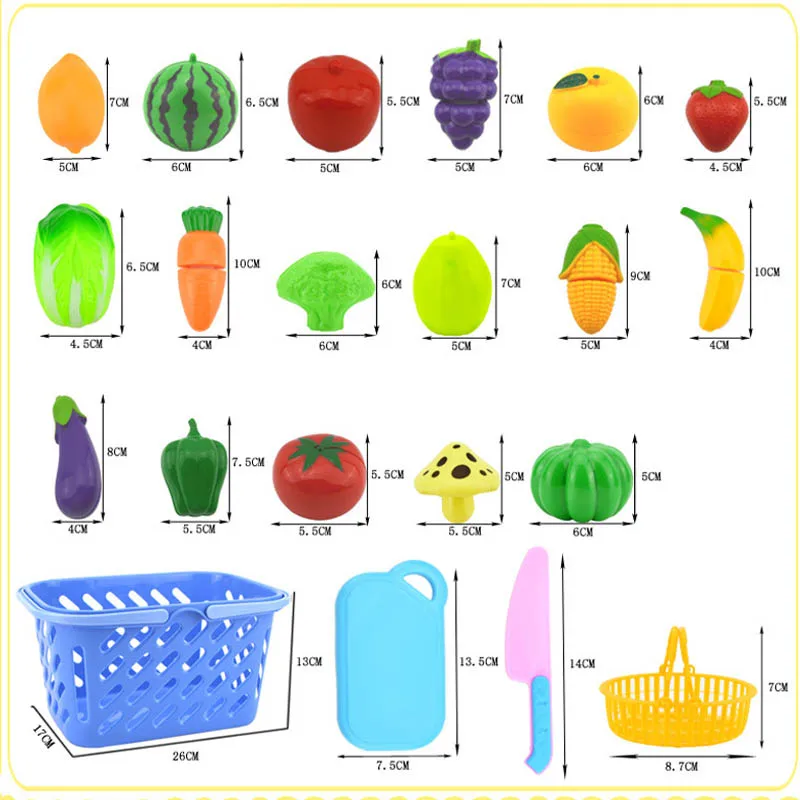 23 قطعة طفل مضحك التظاهر اللعب لعب دائم الأطفال هدايا عيد الميلاد لعب المطبخ الصغيرة الفاكهة لون عشوائي البلاستيك لعبة تعليمية