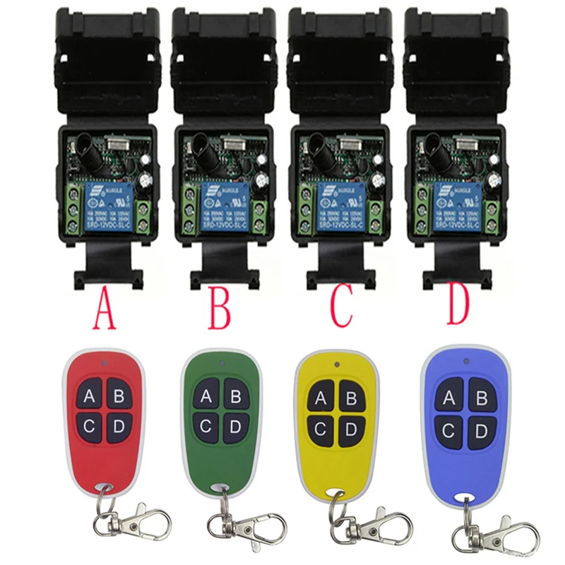 DC12V 24V 1CH 1 CH Mini Wireless RF Remote Control Light Switch 10A Relay Output Radio Receiver Module+Transmitter Garage Doors