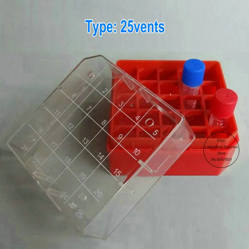 1piece 1.8/2ml PC material frozen tube box lab Cryo tube storage rack freezing tube holder 25/81/100 Vents