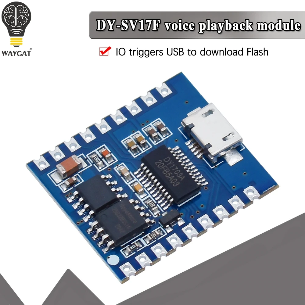 MP3 Player Module Voice Module 4MB Voice Playback IO Trigger Serial Port Control USB Download FLash DY-SV17F