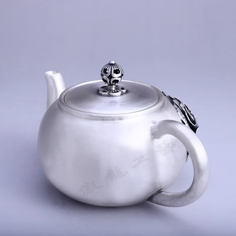 Teapot, stainless steel teapot, silver teapot, iron teapot, hot water teapot, teapot 280 ml water, tea bowl, kung fu tea set