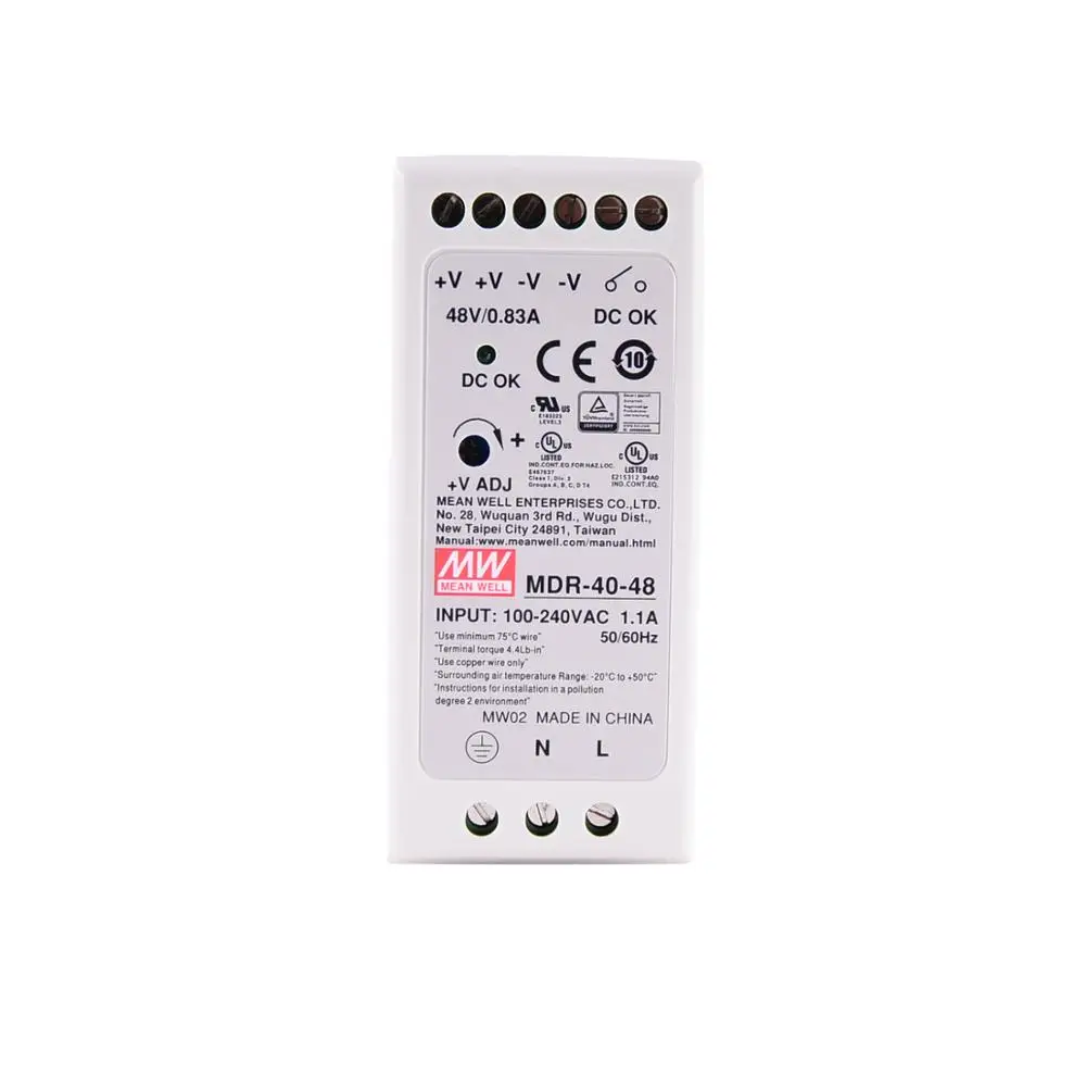 

Original Mean Well MDR-40-48 DC 48V 0.83A 39.8W meanwell Single Output Industrial DIN Rail Power Supply