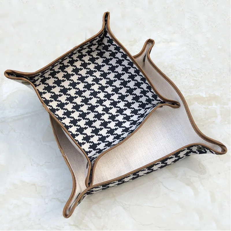 

Cosmetic Folding Cloth Tray Storage Box Keys Coins Desktop Sundries Watches Wallet Phone Container Trays Decorative