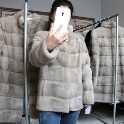 Fancy Rani Luxury Real Mink Fur Coat Natural Mink Clothing Short Style Winter Fashion For Women 2023 Plus Size Customizable