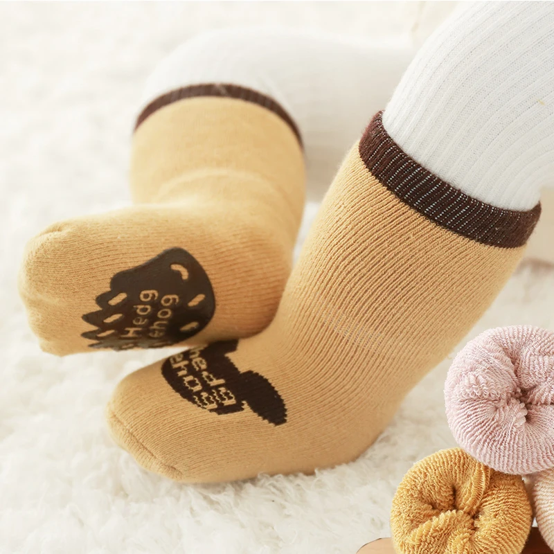 Baby Winter Cotton Anti Slip Long Socks Kids Children Toddler Newborn Infant Boy Girl Warm Terry Thick Thermal Animal Print Sock