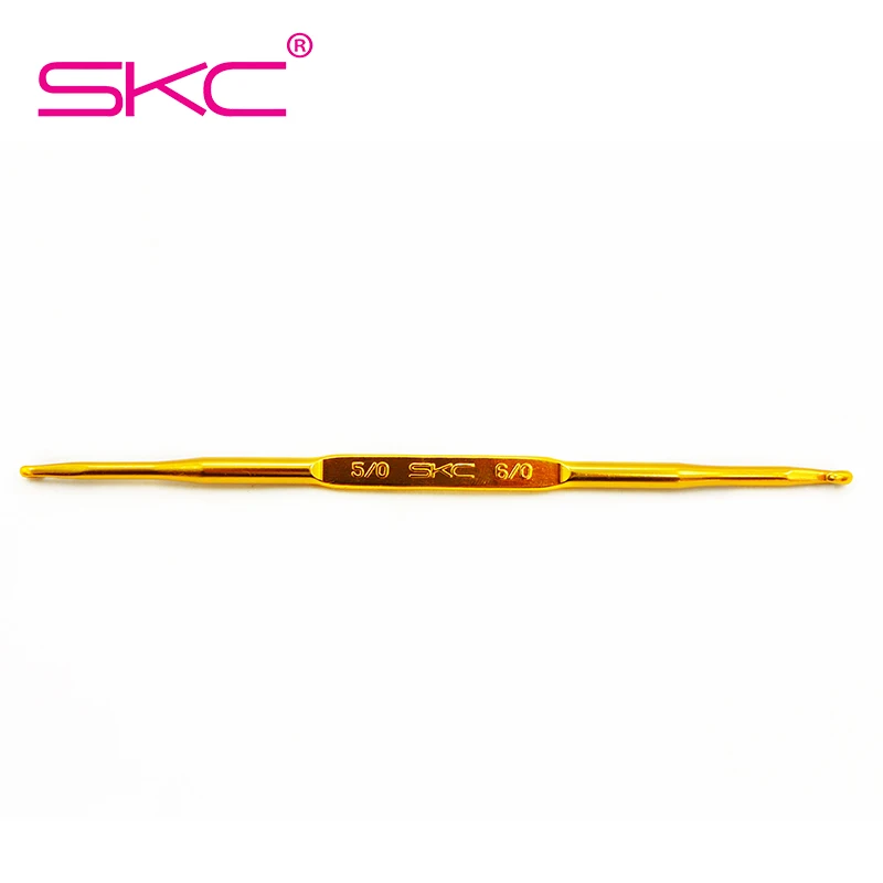 SKC High Quality Double-head Aluminum Crochet Hook 10 Sizes Hand Knitted Sweaters and Scarves Metal Gold Aluminum Crochet Hook