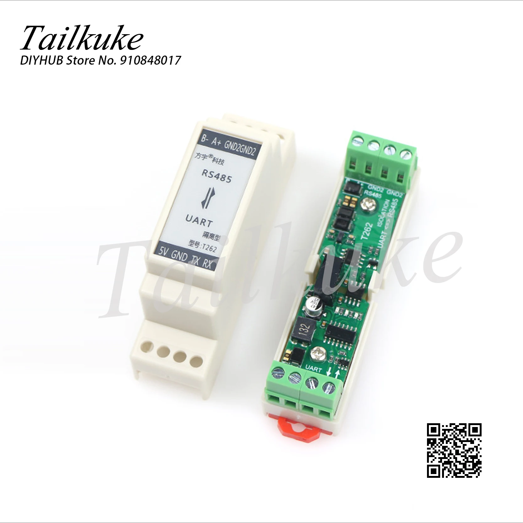 Industrial Grade RS485 to TTL/UART Half-duplex Two-way Communication Module / Isolation / with Housing / T260Univer 62