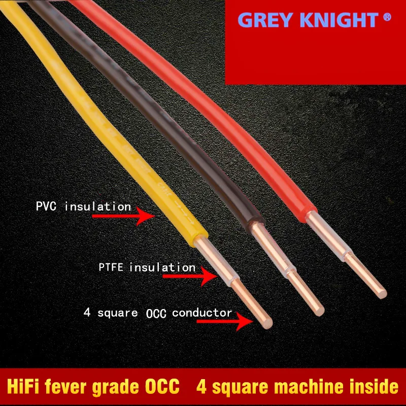 

4 square PTFE Power Cord Internal Bulk Cable Single Copper Wire High Temperature Resistant OCC Red/Yellow/Black