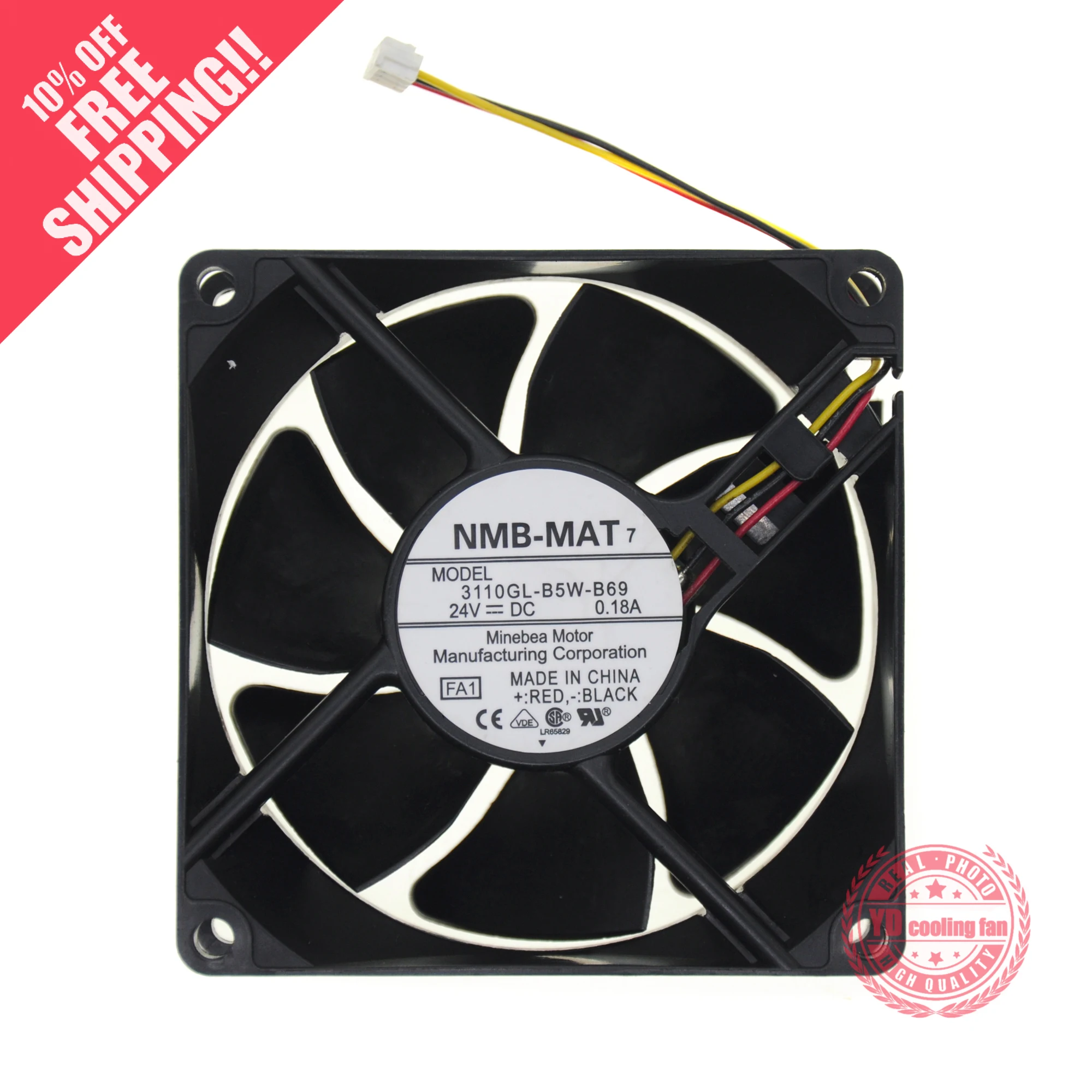 

NEW NMB-MAT Minebea 3110GL-B5W-B69 8025 8CM 24V 0.18A Frequency converter cooling fan