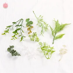 10Pcs Green Artificial Ferns Leaf Fake Plants Eucalyptus Flower Wall Vines Diy Wedding Home Decor Accessories Christmas Wreath